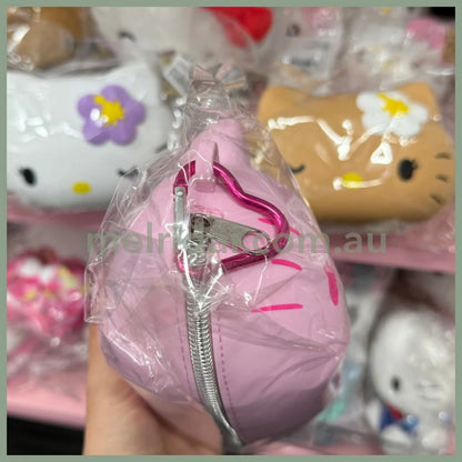 SANRIO | Hello Kitty Silicone Pencil Case Pouch with Heart Carabiner H130×W160×D100mm (Pink)