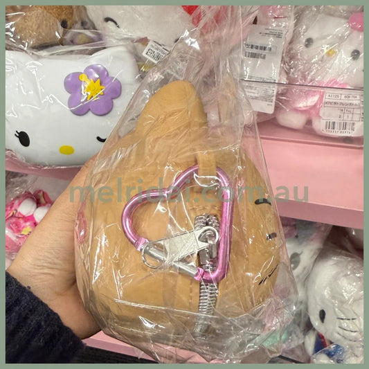 SANRIO | Hello Kitty Silicone Pencil Case Pouch with Heart Carabiner H130×W160×D100mm (Tanned)