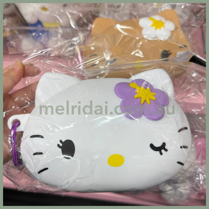 SANRIO | Hello Kitty Silicone Pencil Case Pouch with Heart Carabiner H130×W160×D100mm (White)