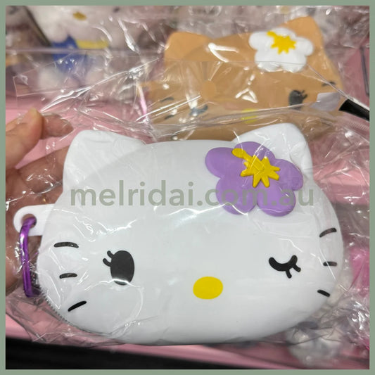 SANRIO | Hello Kitty Silicone Pencil Case Pouch with Heart Carabiner H130×W160×D100mm (White)