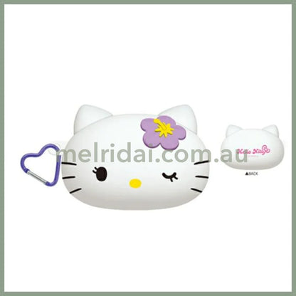 SANRIO | Hello Kitty Silicone Pencil Case Pouch with Heart Carabiner H130×W160×D100mm (White)