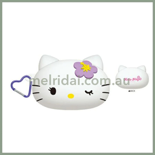 SANRIO | Hello Kitty Silicone Pencil Case Pouch with Heart Carabiner H130×W160×D100mm (White)
