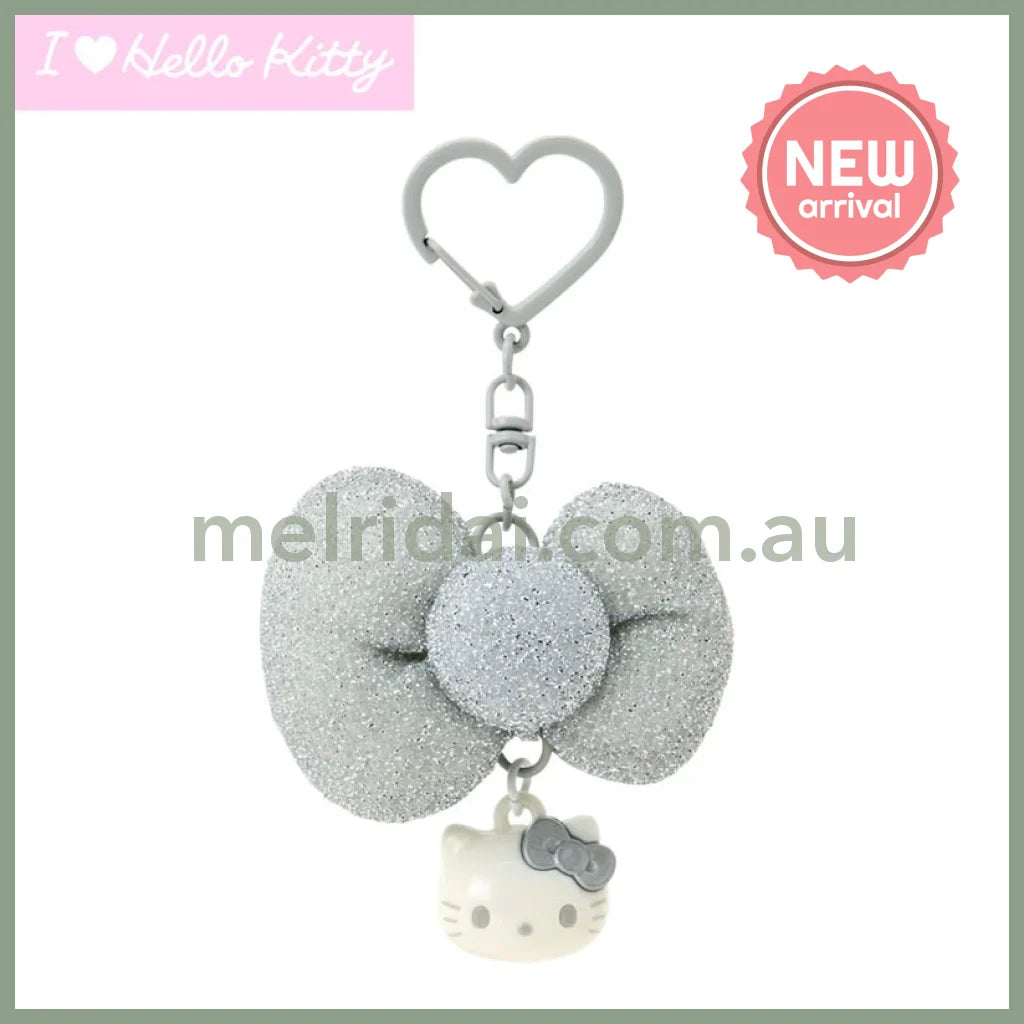 SANRIO | Hello Kitty Silver Swaying Ribbon Charm Keychain 65×30×45mm (I Love Hello Kitty)