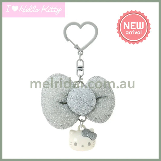 SANRIO | Hello Kitty Silver Swaying Ribbon Charm Keychain 65×30×45mm (I Love Hello Kitty)
