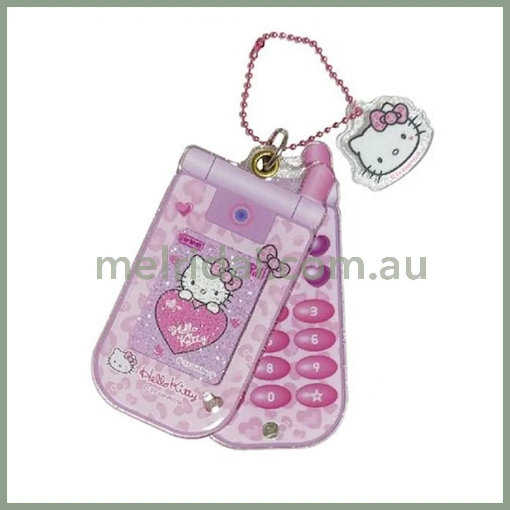 Sanrio | Hello Kitty Slide Flip Phone Keychain 4.5×0.7×9Cm (Leopard Pink)