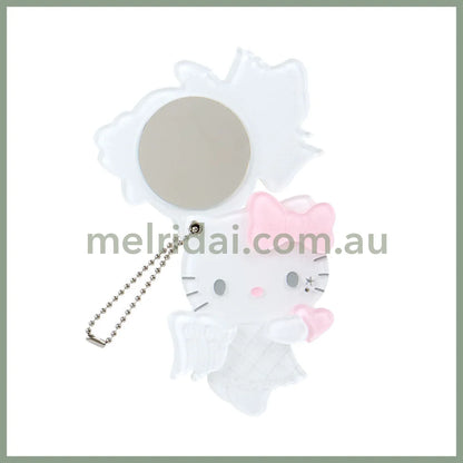 Sanrio | Hello Kitty Slide Mirror Keychain 8.6 X 6.0 1.0Cm (Angel Little Devil Design) Angel (Pink)