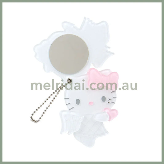 Sanrio | Hello Kitty Slide Mirror Keychain 8.6 X 6.0 1.0Cm (Angel Little Devil Design) Angel (Pink)