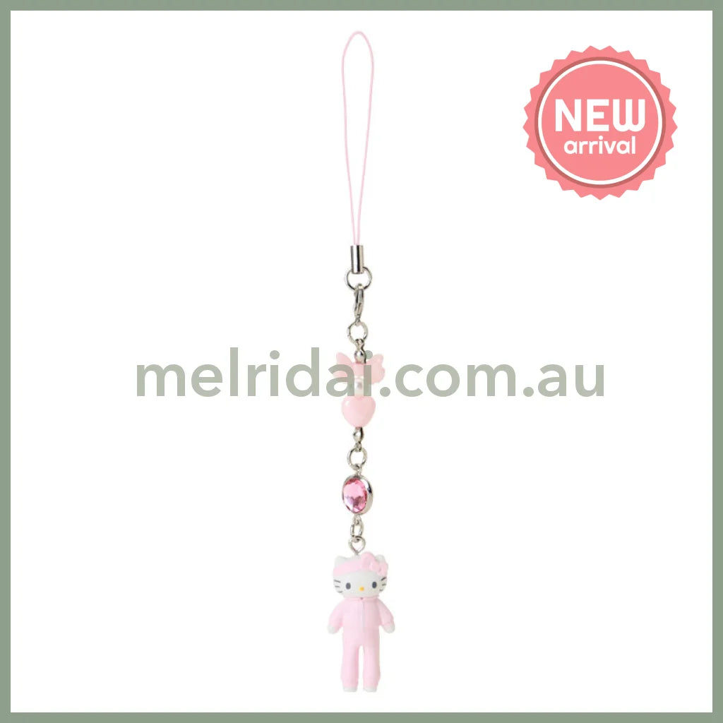SANRIO | Hello Kitty Sporty Style Pink Strap Phone Charm 26×12×40mm (Sanrio Closet Collection)