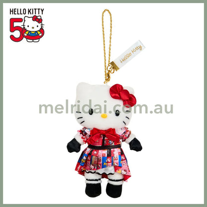 SANRIO | Hello Kitty Style up Long Leg Mascot Holder / Plush Keychain / Bag Charm 15×7×17cm (50th Anniversary Hello