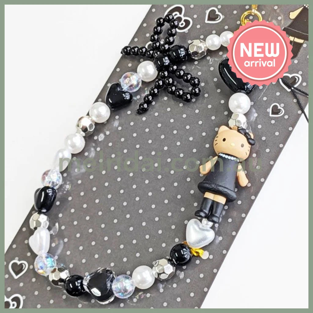 SANRIO | Hello Kitty Style-up Long Legged Phone Strap 124×72×11mm (Black)