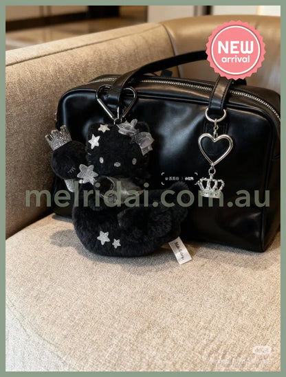 SANRIO | Hello Kitty Premium Plush Keychain with Carabiner 134×122×52mm (Black Angel)