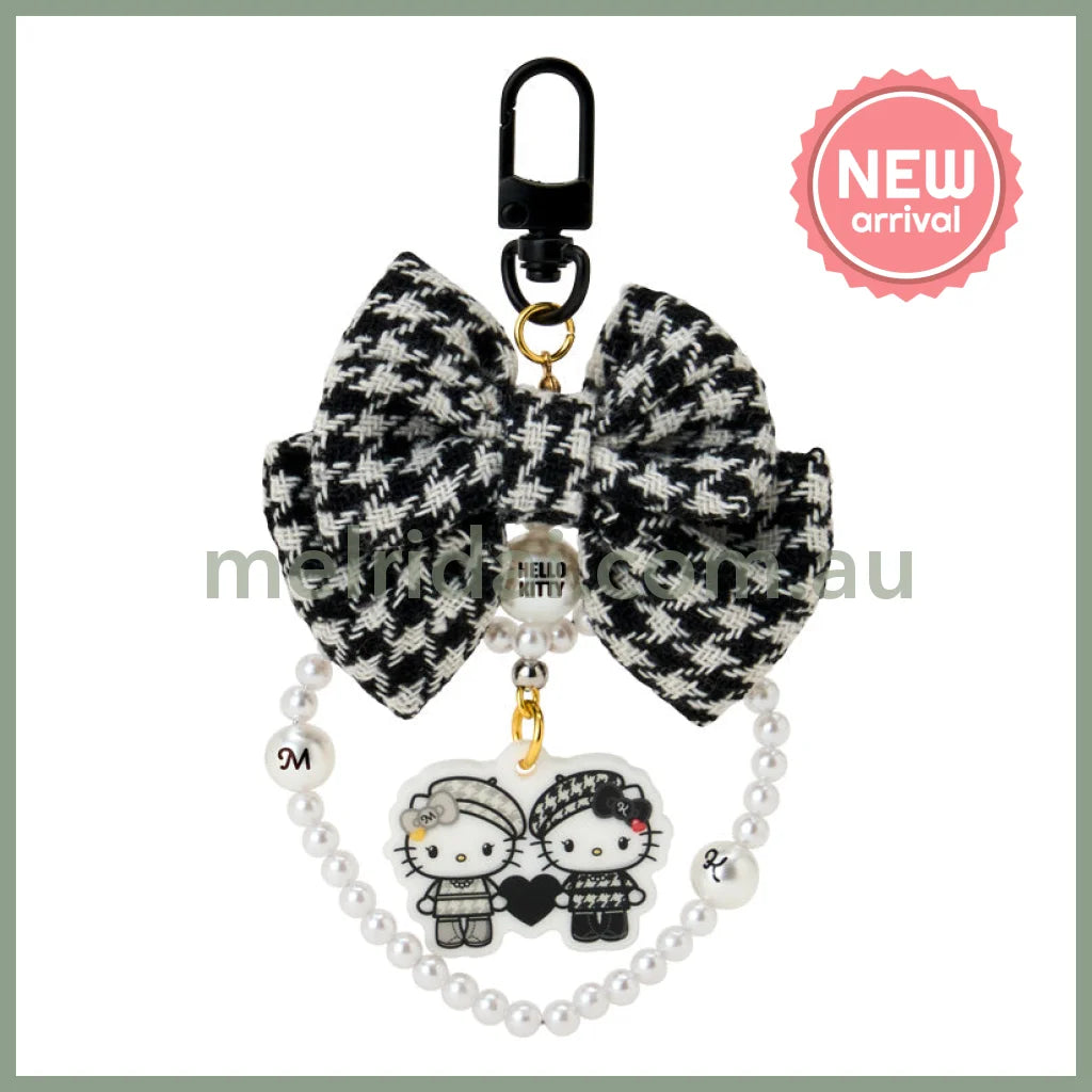 SANRIO | Hello Kitty Swaying Ribbon Charm Keychain70×10×55mm (Monochrome Girly Twin Coordinate)