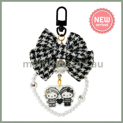 SANRIO | Hello Kitty Swaying Ribbon Charm Keychain70×10×55mm (Monochrome Girly Twin Coordinate)