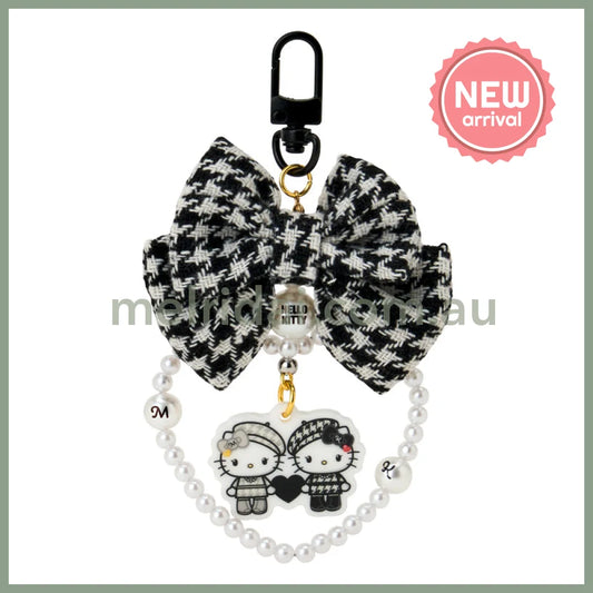 SANRIO | Hello Kitty Swaying Ribbon Charm Keychain70×10×55mm (Monochrome Girly Twin Coordinate)