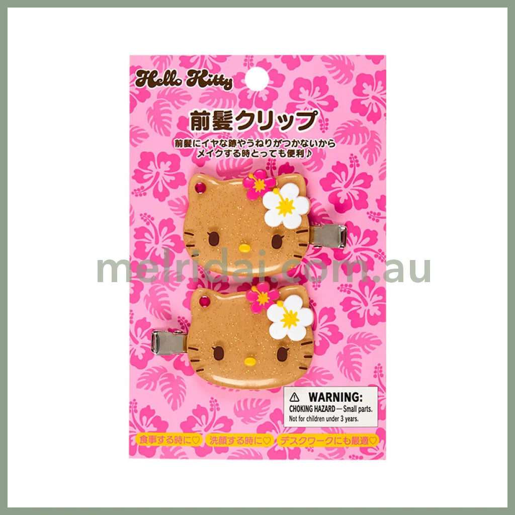 SANRIO | Hello Kitty Tanned Bangs Clip Hair Clip Set of 2 15×10.5×3.5cm (Endless Summer Vacation / Coconut Vacation