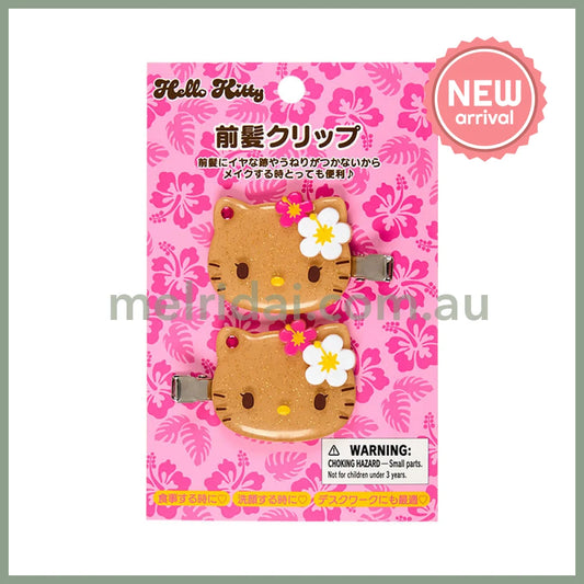 SANRIO | Hello Kitty Tanned Bangs Clip Hair Clip Set of 2 15×10.5×3.5cm (Endless Summer Vacation / Coconut Vacation