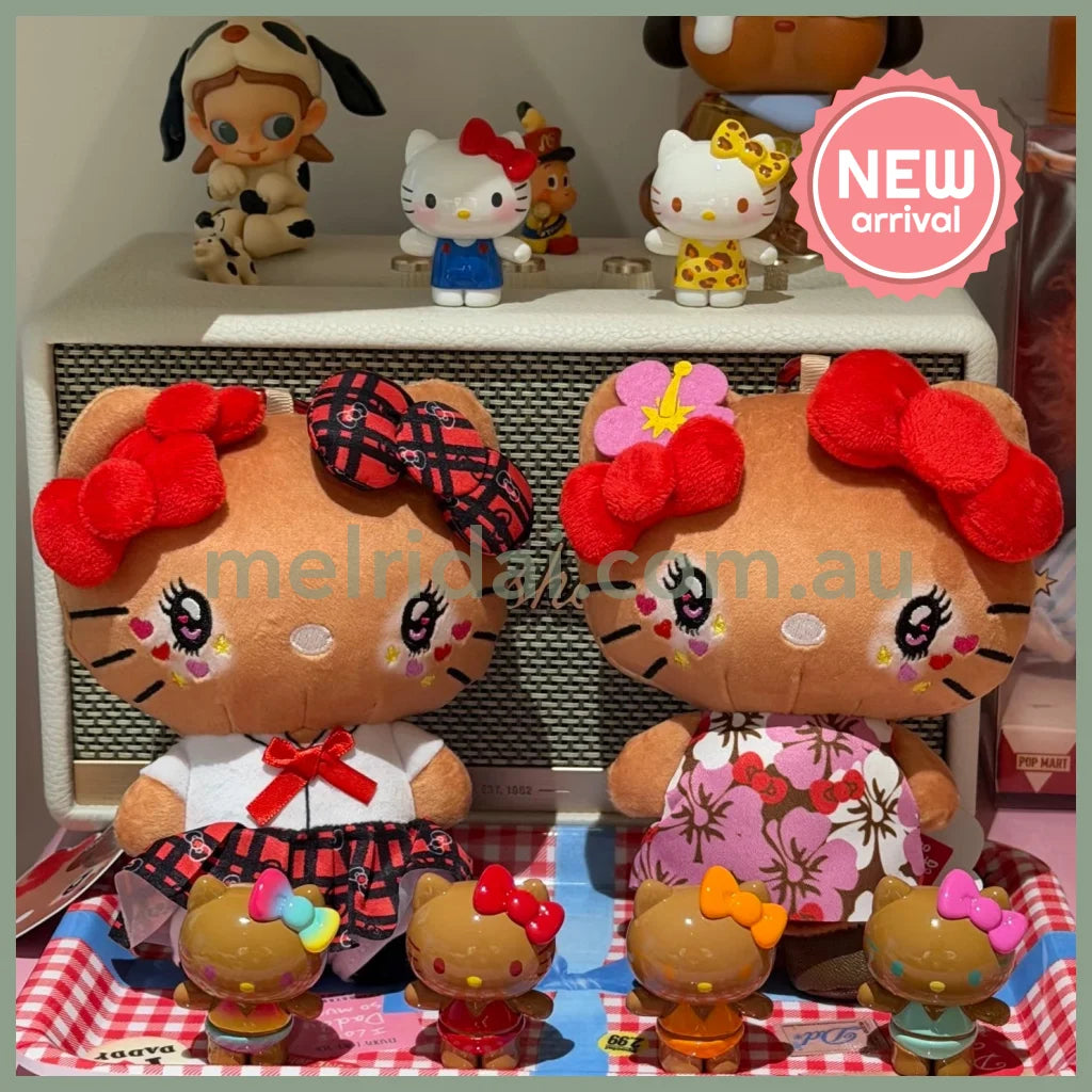 SANRIO | Hello Kitty Tanned Mini Plush Pouch with Carabiner 90×150mm (Retro Heisei Kogal Hibiscus)