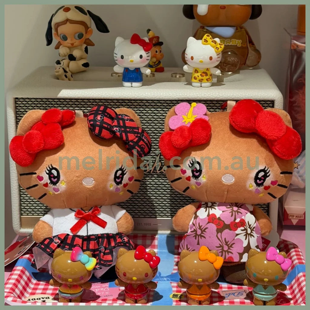 SANRIO | Hello Kitty Tanned Mini Plush Pouch with Carabiner 90×150mm (Retro Heisei Kogal Hibiscus)