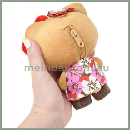 SANRIO | Hello Kitty Tanned Mini Plush Pouch with Carabiner 90×150mm (Retro Heisei Kogal Uniform)