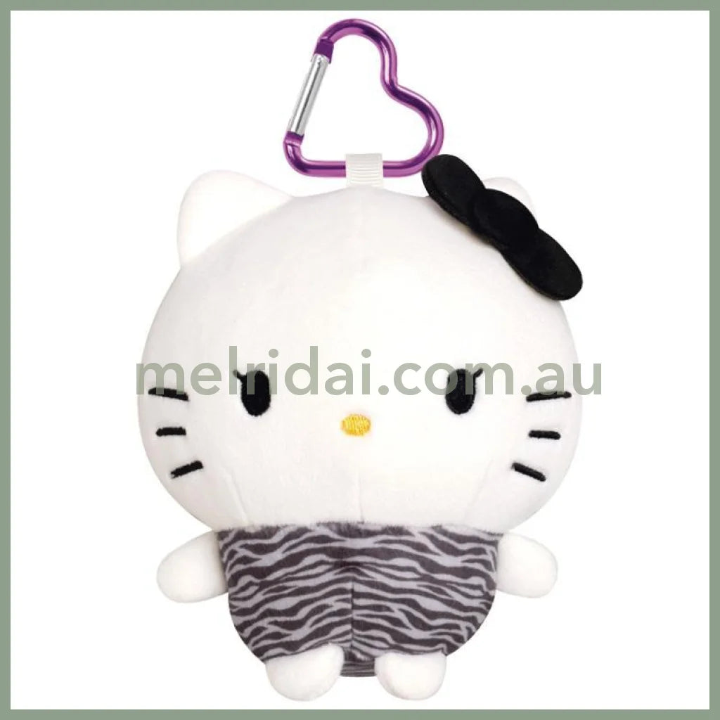 SANRIO | Hello Kitty Tanned Kitty Soft Mascot Pouch Bag Charm with Carabiner H140×W120×D90mm (Zebra)