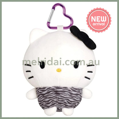 SANRIO | Hello Kitty Tanned Kitty Soft Mascot Pouch Bag Charm with Carabiner H140×W120×D90mm (Zebra)