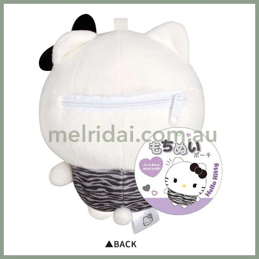 SANRIO | Hello Kitty Tanned Kitty Soft Mascot Pouch Bag Charm with Carabiner H140×W120×D90mm (Zebra)