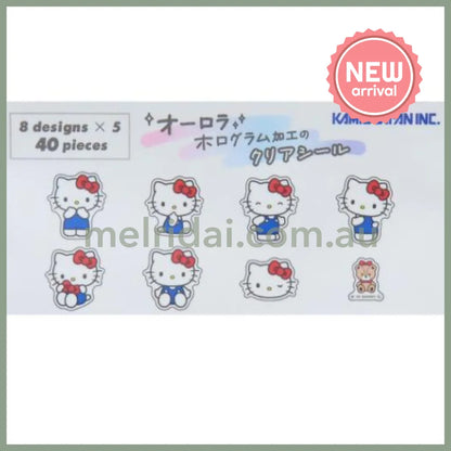 SANRIO | Hello Kitty & Tiny Chum Clear Stickers Aurora Hologram Flake 30×30mm