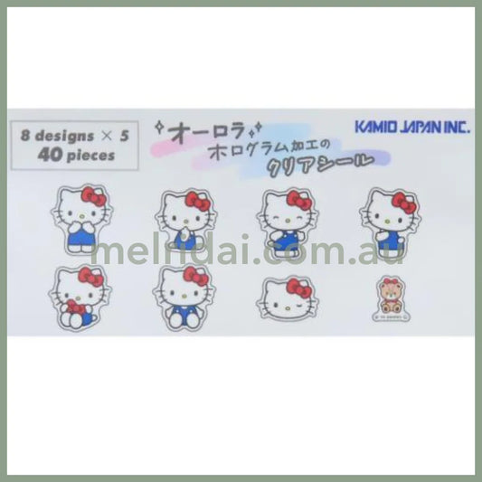 SANRIO | Hello Kitty & Tiny Chum Clear Stickers Aurora Hologram Flake 30×30mm