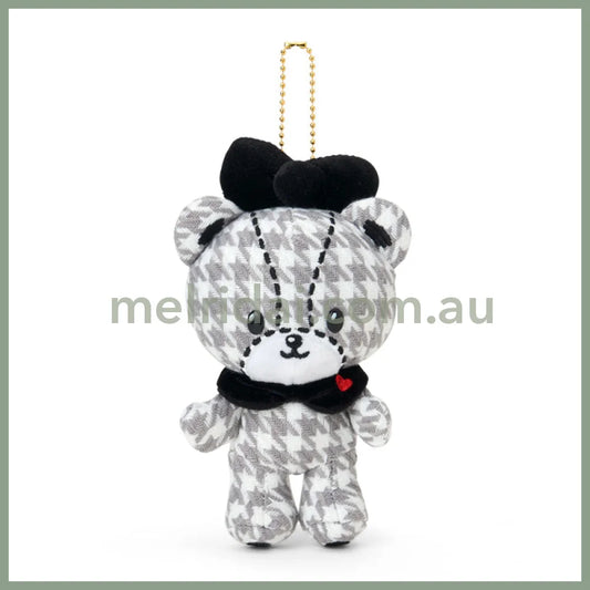 SANRIO | Hello Kitty Tiny Chum Mascot Holder Bag Charm Plush Keychain 90×60×155mm (Monochrome Girly Twin Coordinate)