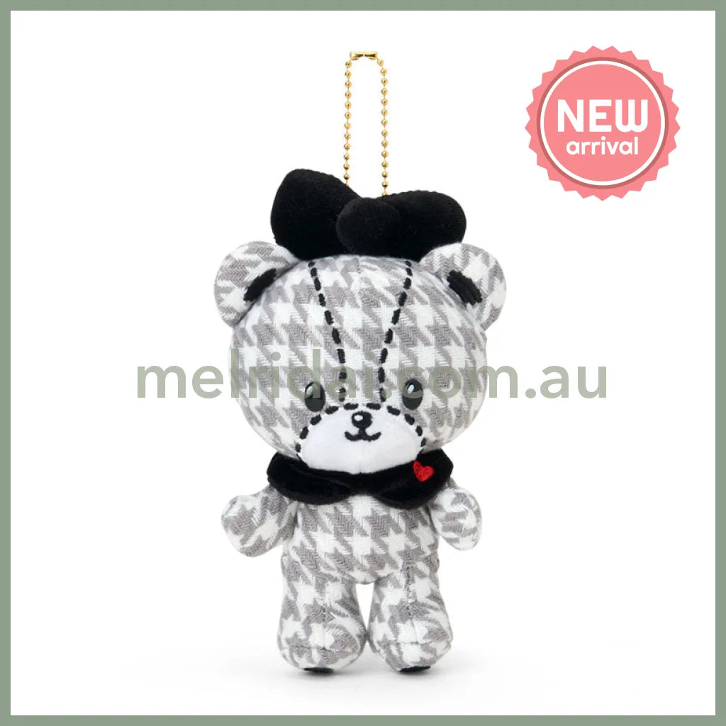 SANRIO | Hello Kitty Tiny Chum Mascot Holder Bag Charm Plush Keychain 90×60×155mm (Monochrome Girly Twin Coordinate)