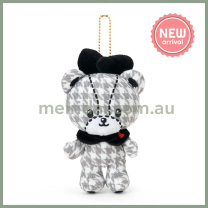 SANRIO | Hello Kitty Tiny Chum Mascot Holder Bag Charm Plush Keychain 90×60×155mm (Monochrome Girly Twin Coordinate)