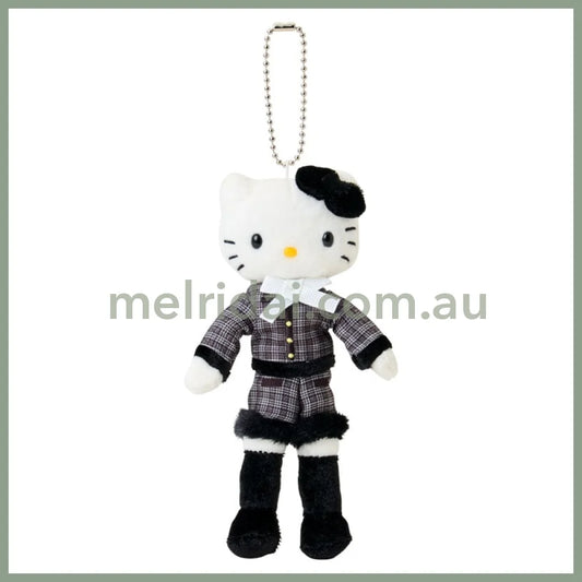 SANRIO | Hello Kitty Tweed Style Elegant Outings Mascot Holder Bag Charm Plush Keychain 80×35×150mm (Sanrio Closet