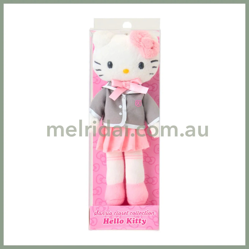 SANRIO | Hello Kitty Uniform Style Blazer Pleated Skirt Mascot Holder Bag Charm Plush Keychain 80×35×150mm (Sanrio