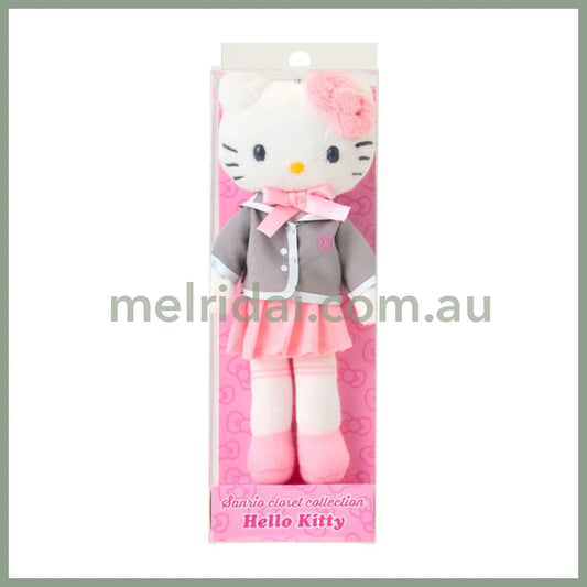 SANRIO | Hello Kitty Uniform Style Blazer Pleated Skirt Mascot Holder Bag Charm Plush Keychain 80×35×150mm (Sanrio