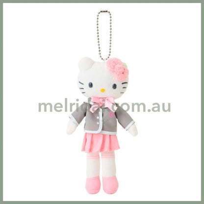SANRIO | Hello Kitty Uniform Style Blazer Pleated Skirt Mascot Holder Bag Charm Plush Keychain 80×35×150mm (Sanrio