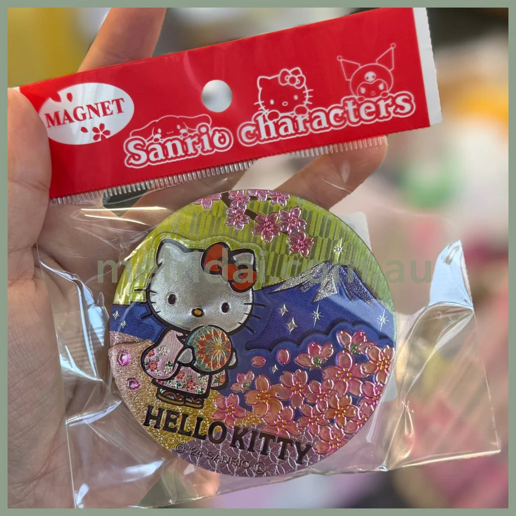 SANRIO | Hello Kitty Wooden Magnet (Cherry Blossom & Mount Fuji)