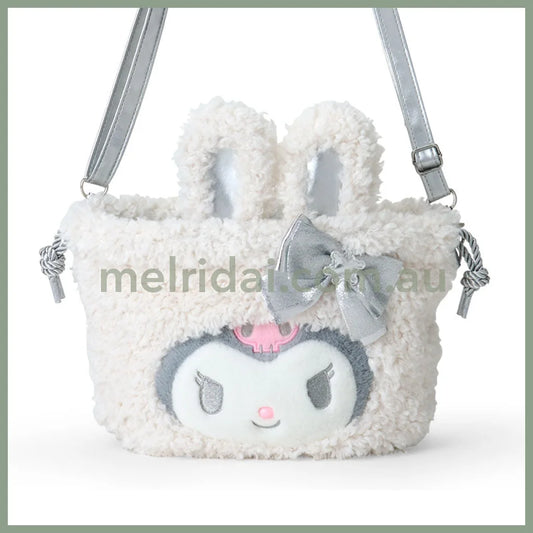 Sanrio | Kuromi 2Way Drawstring Shoulder Bag 28×8×25Cm (Fluffy Snow Rabbit)