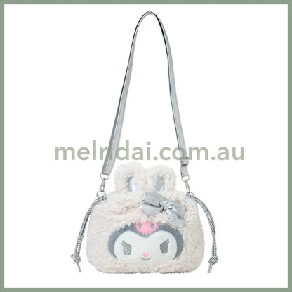 Sanrio | Kuromi 2Way Drawstring Shoulder Bag 28×8×25Cm (Fluffy Snow Rabbit)
