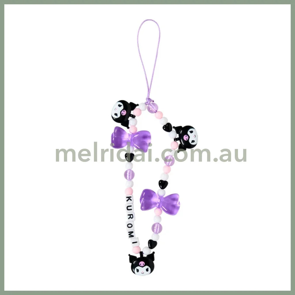 SANRIO | Kuromi Bead Strap with Mascot Phone Strap 50×8×160mm (Ribbon)