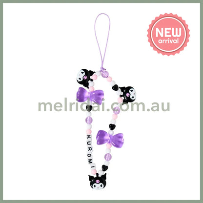 SANRIO | Kuromi Bead Strap with Mascot Phone Strap 50×8×160mm (Ribbon)