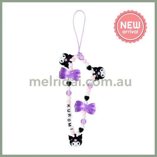 SANRIO | Kuromi Bead Strap with Mascot Phone Strap 50×8×160mm (Ribbon)