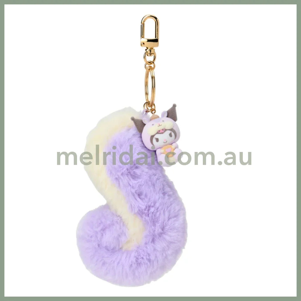 SANRIO | Kuromi Dangling Fluffy Tail Flocked Mascot Keychain 55×30×30mm (Fluffy Squirrel)