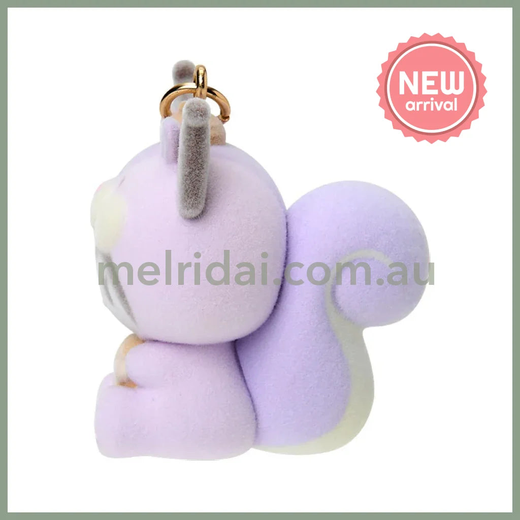 SANRIO | Kuromi Dangling Fluffy Tail Flocked Mascot Keychain 55×30×30mm (Fluffy Squirrel)