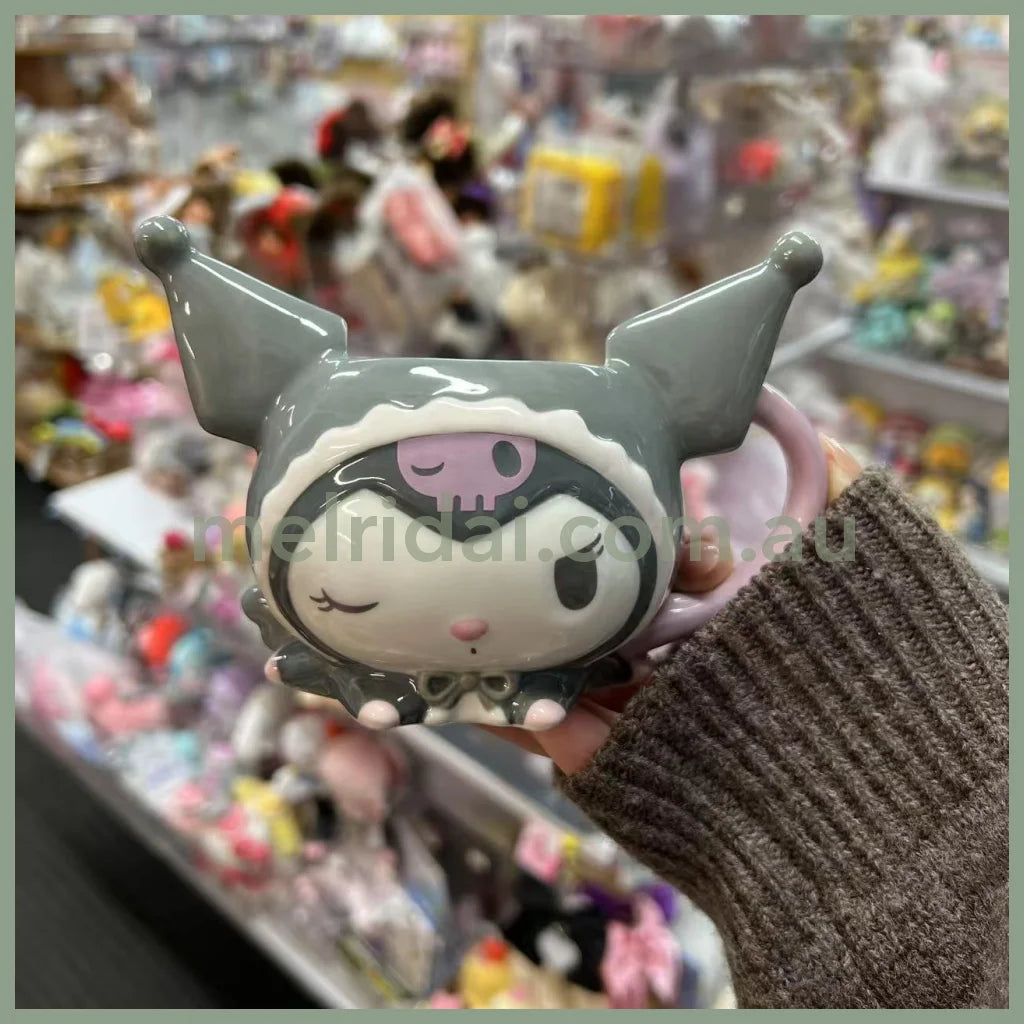 SANRIO | Kuromi Face-shaped Mug W12×D10×H9 (My Melody 50th Anniversary & Kuromi 20th Anniversary/Black Pink Party)
