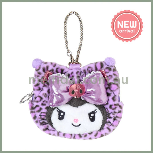 SANRIO | Kuromi Face-shaped Pouch Bag Charm 130×20×110mm (Leopard Gal Cat)