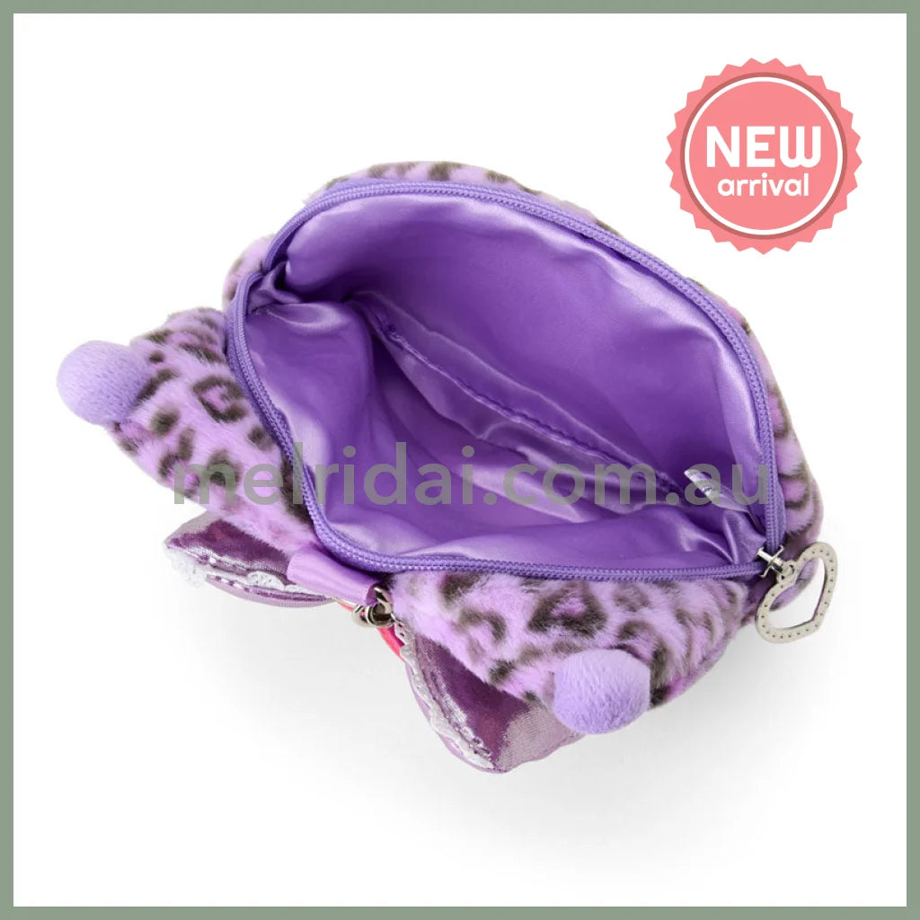 SANRIO | Kuromi Face-shaped Pouch Bag Charm 130×20×110mm (Leopard Gal Cat)