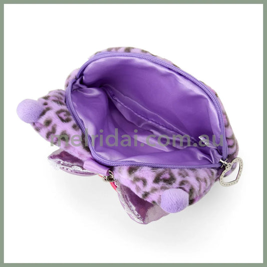 SANRIO | Kuromi Face-shaped Pouch Bag Charm 130×20×110mm (Leopard Gal Cat)