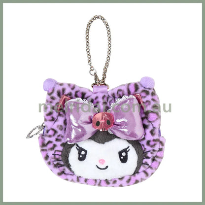 SANRIO | Kuromi Face-shaped Pouch Bag Charm 130×20×110mm (Leopard Gal Cat)
