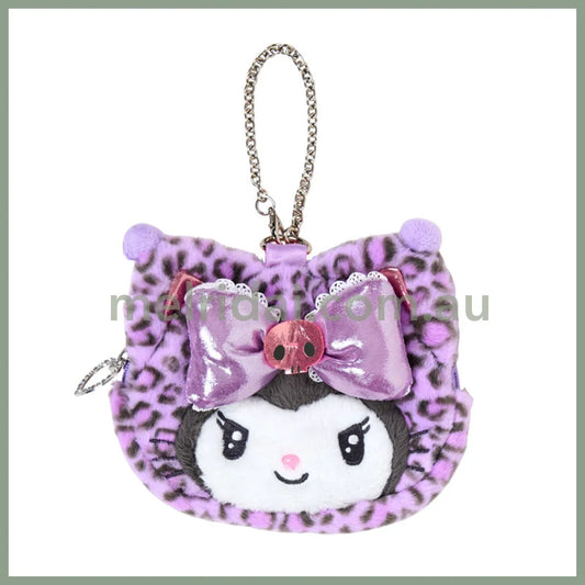 SANRIO | Kuromi Face-shaped Pouch Bag Charm 130×20×110mm (Leopard Gal Cat)
