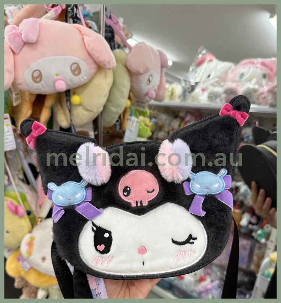 Sanrio | Kuromi Face-Shaped Shoulder Bag 27×7×21Cm (Romantic Room)